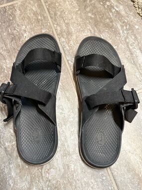 Chaco Black Adjustable Slide Sandals with Strap Buckles